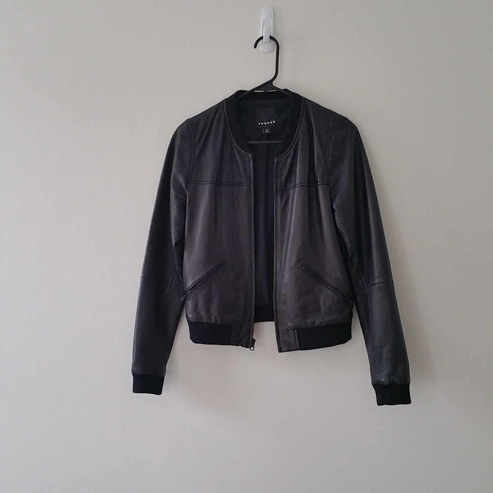 Trouve Perforated Leather Bomber from Nordstrom